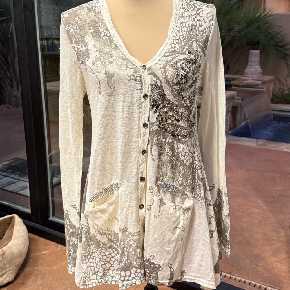 Miss Me Y2K Vintage Womens Cardigan Bohemian Fairygoth sequin details SZ L